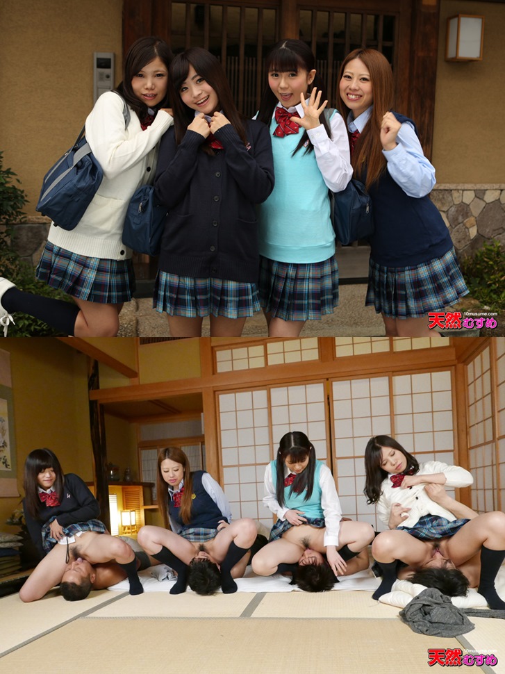 Rina Kirihara, Mai Araki, Mizuki Nishijima, Kana Momose - Gang Bang School Girls / Парни изнасилованные школьницами. Групповой секс со школьницами